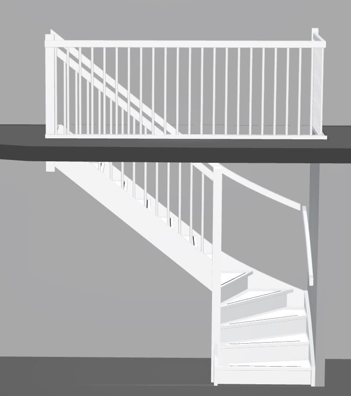 Vuren trap met 1 kwart my7ysvfwo