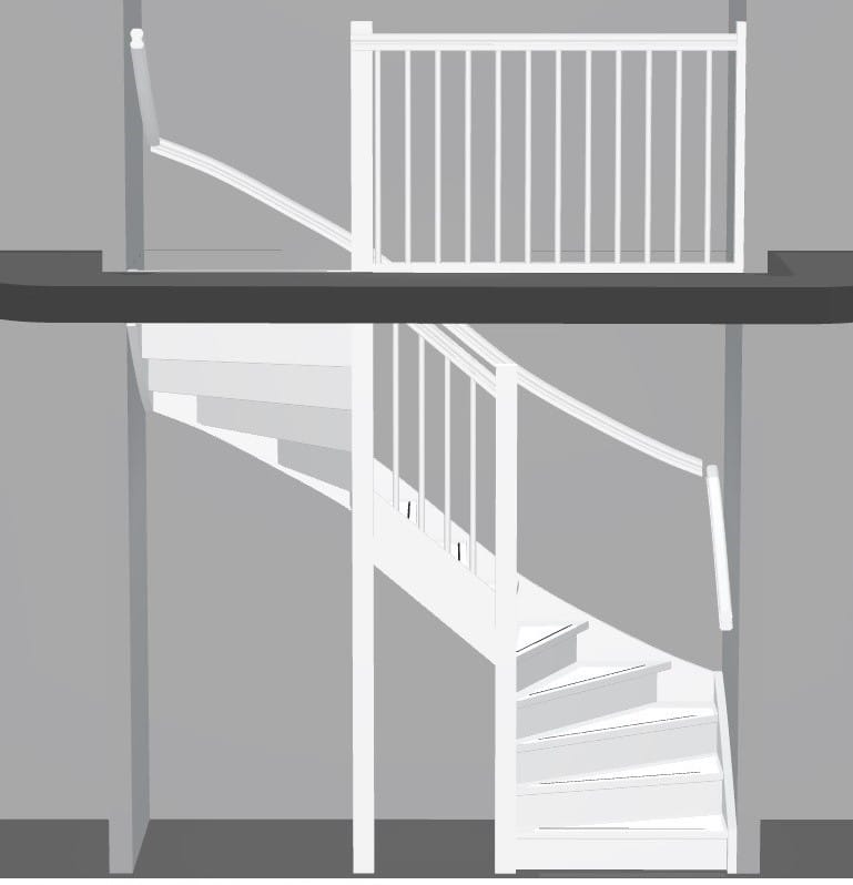 Vuren trap met onder en bovenkwart xwz9iek